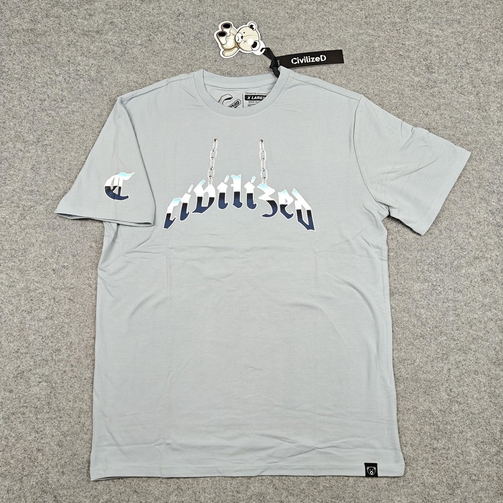 CivilizeD Shirt Mens XL‎ Gray Chain Logo Teddy Bear Graphic Tee Streetwear New